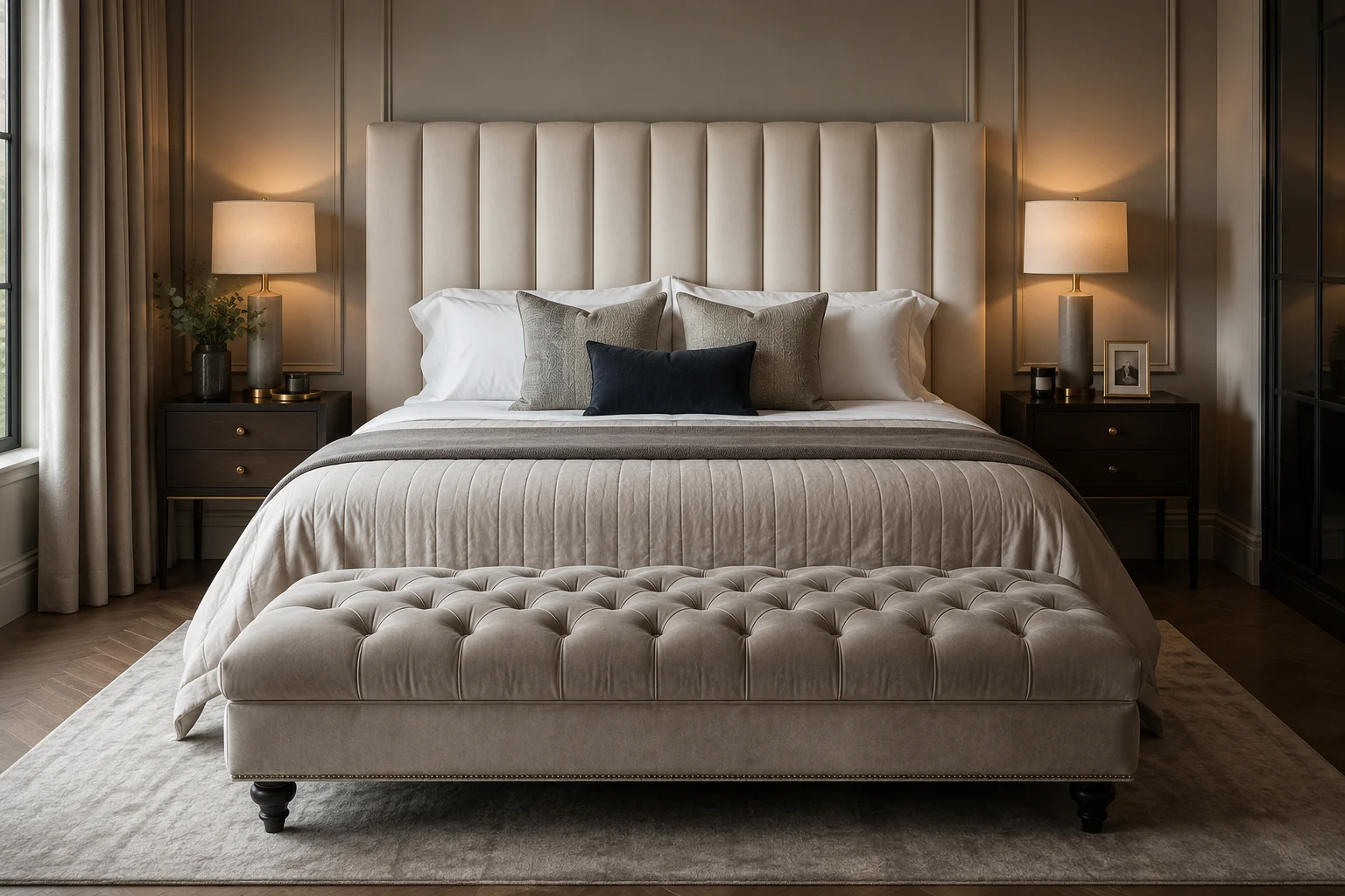Bespoke upholstered headboard made by Joyce Upholstery