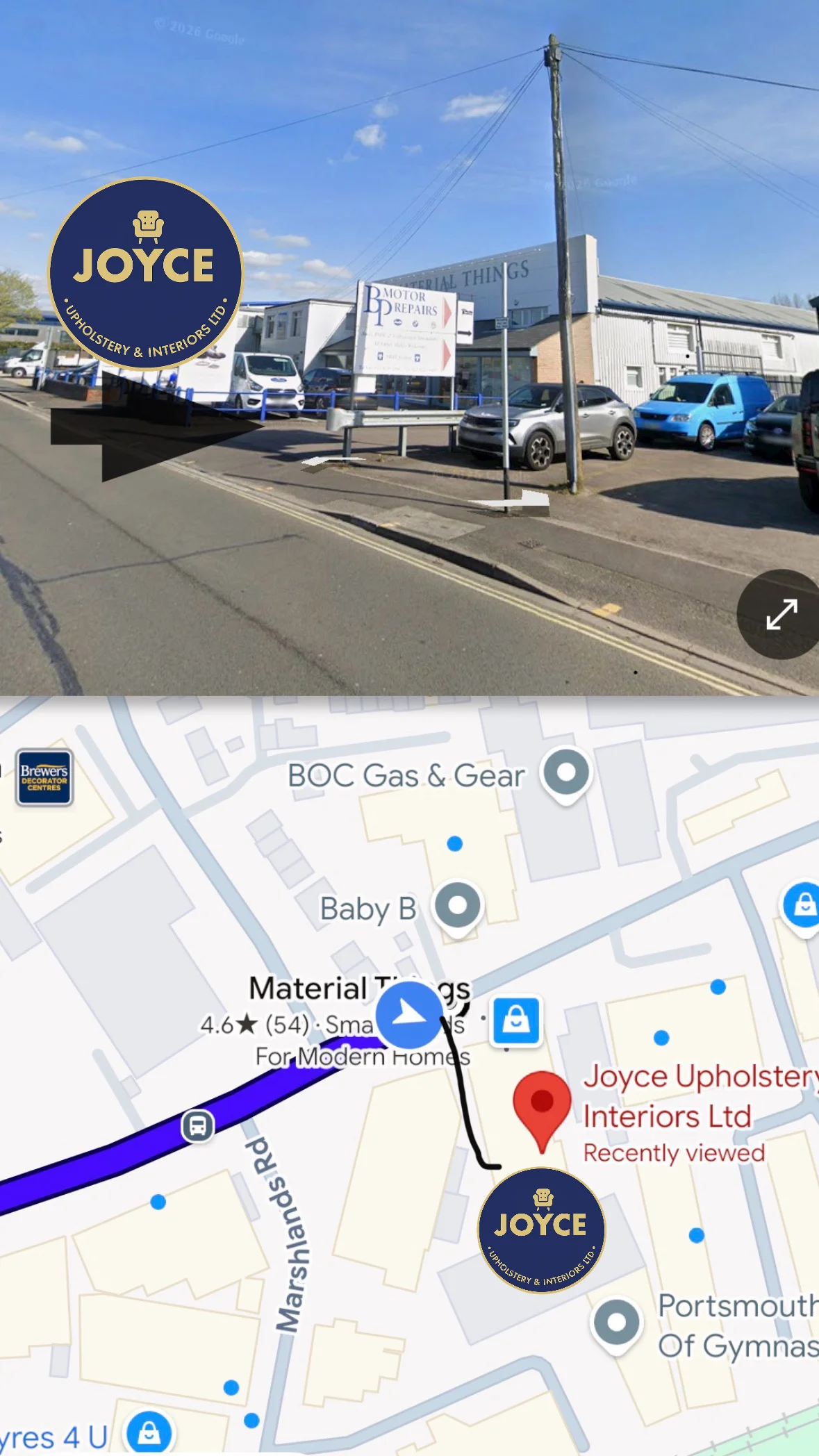 Joyce Upholstery & Interiors workshop location